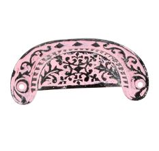 Pink Distressed Floral D Pull Iron Handle